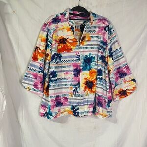 Alfred Dunner Colorful Floral Blouse. 1X